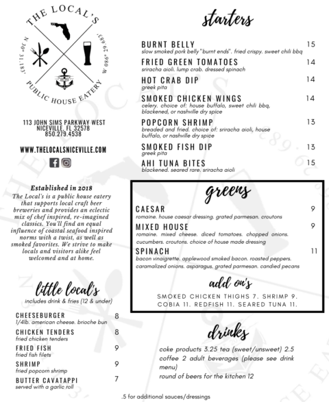 Our Menu ⋆ The Local's Eatery